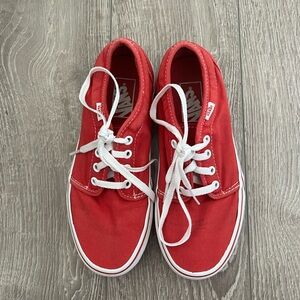 Vans Classic Red Canvas Lace Up Sneakers Shoes SZ 7.5 Skating Skater California